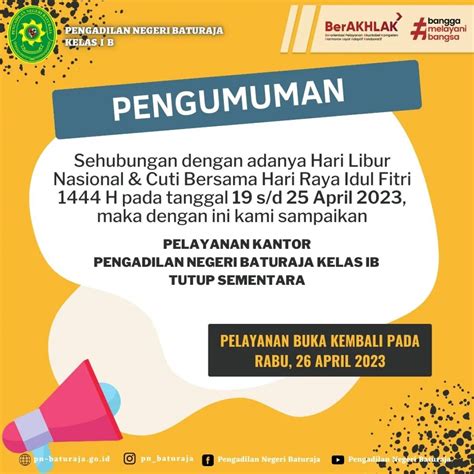 Pengumuman Hari Libur Nasional Dan Cuti Bersama Hari Raya Idul Fitri