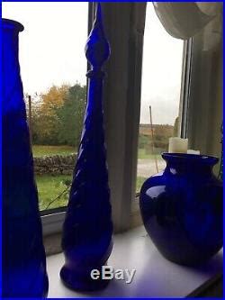 Vintage Glass Cobalt Blue Swirl Genie Bottle S Italian Empoli