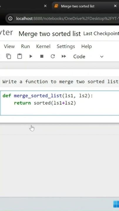 Merge Two Sorted Lists In Python Shorts Coding Technology Education Youtube