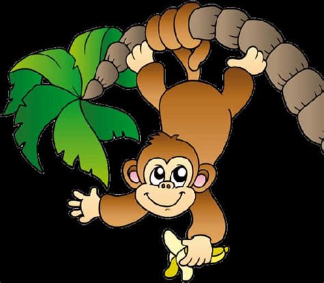 Download Cartoon Monkey Hanging From Vine