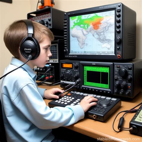 Modern Ham Radio Amateur With Digital Mode Stable Diffusion Online