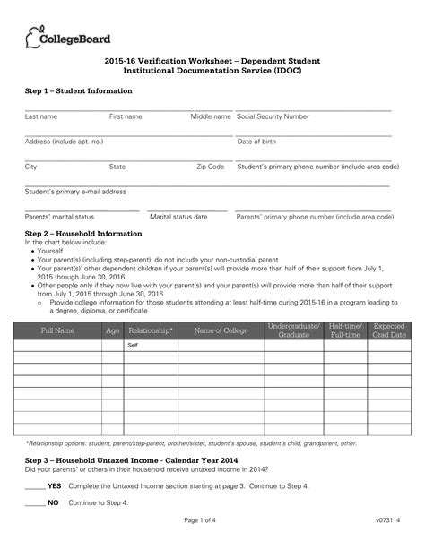 Verification Worksheet Form Fill Out Printable PDF Forms Online