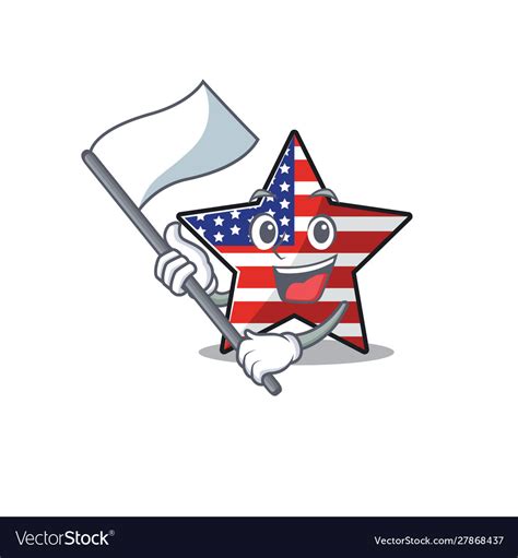 Cute usa star bring flag cartoon design character Vector Image