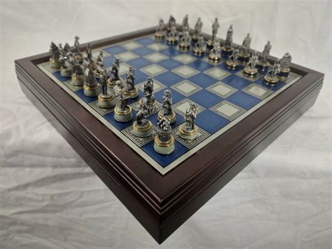 Franklin Mint Civil War Chess Set Pewter Brass The National Historical