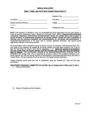 Fillable Online Sjsu 1 3 5 Year Evaluation Form Pdf Sjsu Fax Email