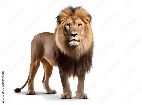 Lion standing, side view, isolated on white background with shadow ...