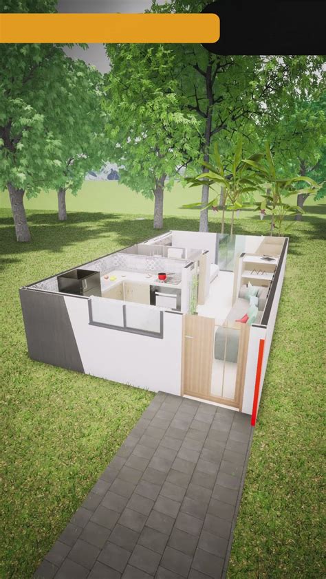 Diseño de CASA 5x5 con Terraza S 1 Plano 3D