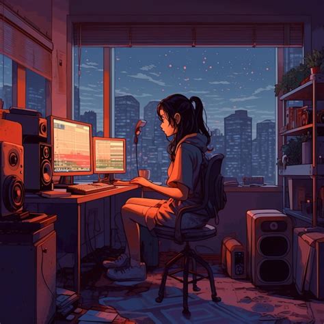 Premium Ai Image Lofi Study Beats Focus Vibe Illustration