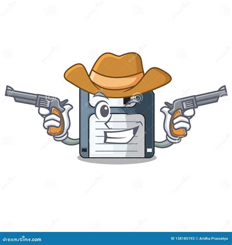 Cowboy Cartoon Shape In The Floppy Disk Stock Vector Illustration Of