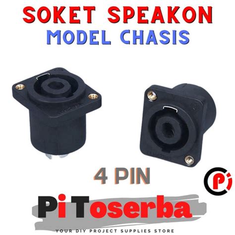 Jual Socket Speakon Female Betina Chassis Soket Spikon Chasis Segi