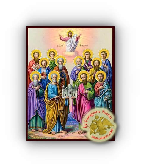 Holy Wooden Icon Synaxis Of The Twelve Saint Apostles NeoClassical