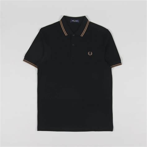 Fred Perry M3600 Twin Tipped Polo Shirt Black Shaded Stone