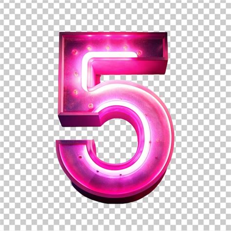 Premium Psd Glowing Pink Number 5