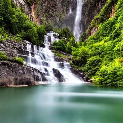 Premium Ai Image Beautiful Scenery Landscape With Waterfalls