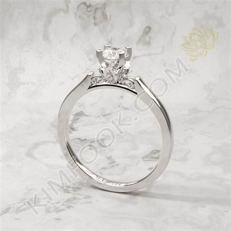 Cincin Berlian Solitaire Emas Putih Bunga Erza Kimfook Jewelry