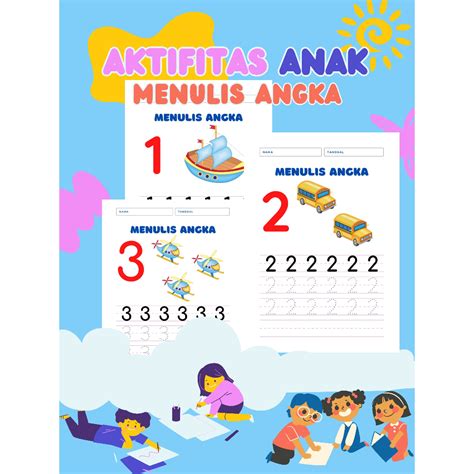 Jual Aktivitas Anak Belajar Menulis Angka Gambar Sketsa Angka Seri 1