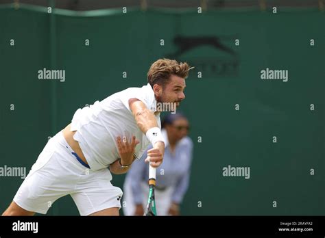 Stan Wawrinka Of Switzerland Hits A Serve During The Gentlemen S