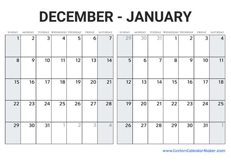 December 2024 – January 2024 Calendar - Good calendar idea