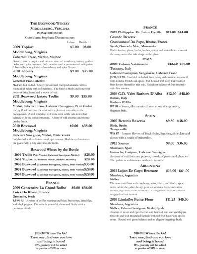 Menu - The Tasting Room Wine Bar & Shop