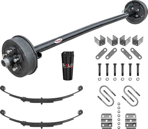 3 500 Lb Brake Axle Kit Cambered Trailer Axle With Springs Ubolts And Hanger Kit