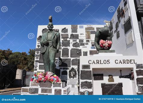 Tomb Of The Tango Singer Carlos Gardel In The Public Cemetery Editorial