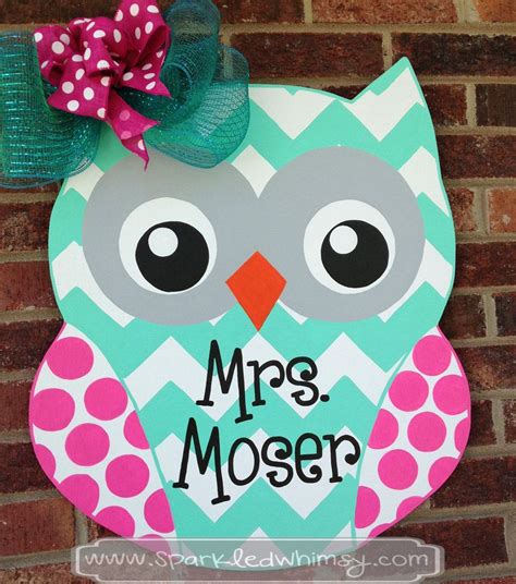 Personalized Chevron Polkadot Owl Door Hanger By SparkledWhimsy 45