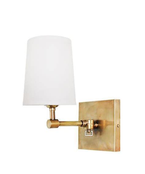 Hampton Pivoting Wall Sconce With Linen Shade Antique Brass Fox Mill