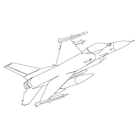 Premium Vector Air Force F 16 Fighting Falcon Fighter Jet Line Art