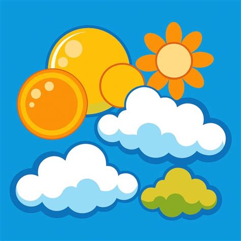 Premium Vector Cute Cartoon Sun And Clouds
