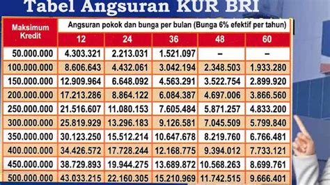 Tabel Angsuran Kur Bri Juta Simak Rincian Angsuran Pokok Dan