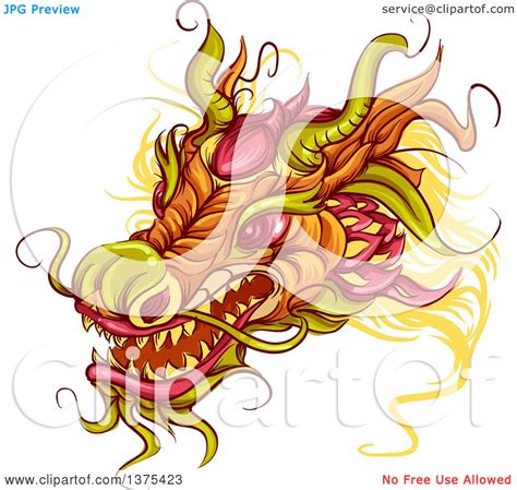 Clipart of a Chinese Dragon Head - Royalty Free Vector Illustration by BNP Design Studio #1375423