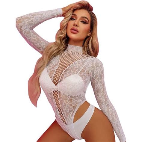 Intimates Sleepwear Oyoangle Womens Fishnet Teddy Lingerie Floral Lace Backless Long Poshmark