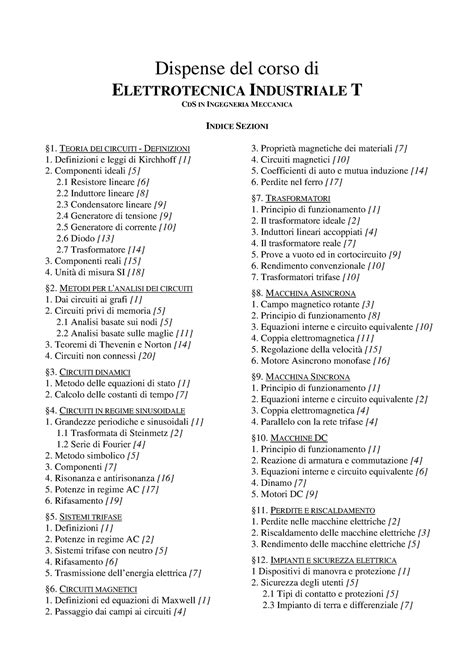 Elettrotecnica Industriale T Dispense Del Corso Di Elettrotecnica