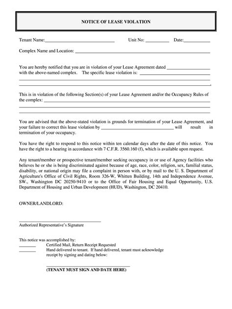 Lease Violation Notice Template Complete Online Airslate Signnow