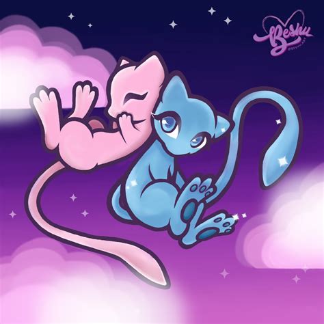 Mew And Shiny Mew By Beshux On Deviantart