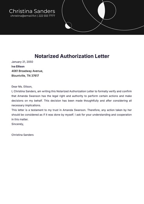 Free Notarized Authorization Letter Format Template Edit Online