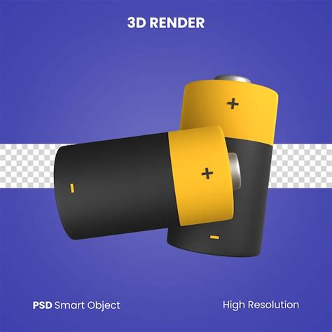 Premium Psd 3d Two Batteries Render Isolated