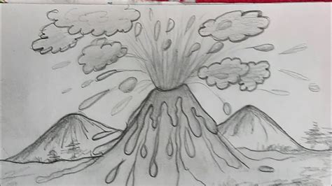 How To Draw A Volcano Pencil Shading Step By Step Very Easy Way Youtube