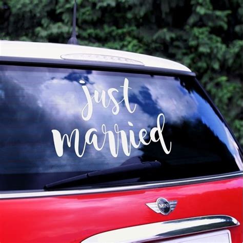 Sticker Voiture Mariage Just Married Modern Confetti