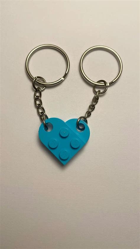 Porte Clef Coeur Lego Bleu Ciel Personnalisation Disponible Avec Les