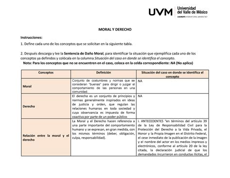 Proyecto Integrador Pt 4 MORAL Y DERECHO Instrucciones 1 Define