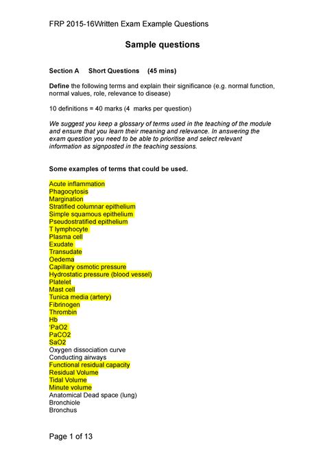 Samplepractice Exam 1 June 2017 Questions And Answers Frp 2015