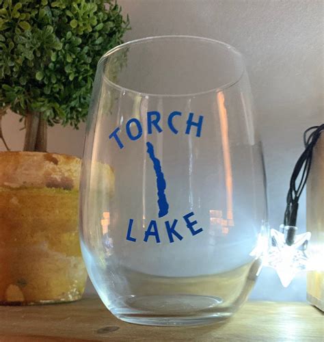 Torch Lake Michigan Stemless Wine Glasses Cute Birthday Etsy Torch Lake Stemless Wine Glass