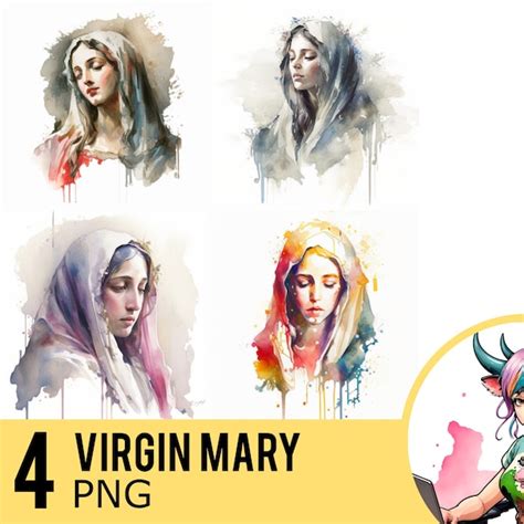 Virgin Mary Clipart Watercolor Etsy