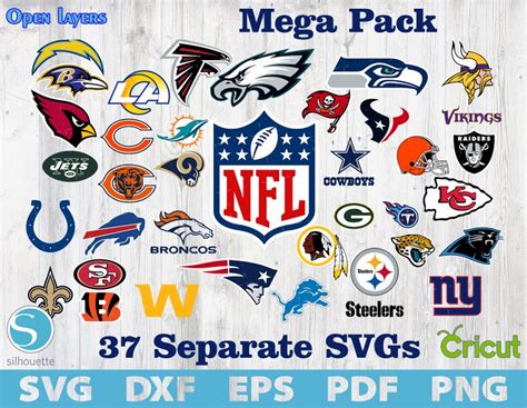 Nfl Football Logo Svg Mega Pack Nfl Svg Files For Cricut Nfl Etsy