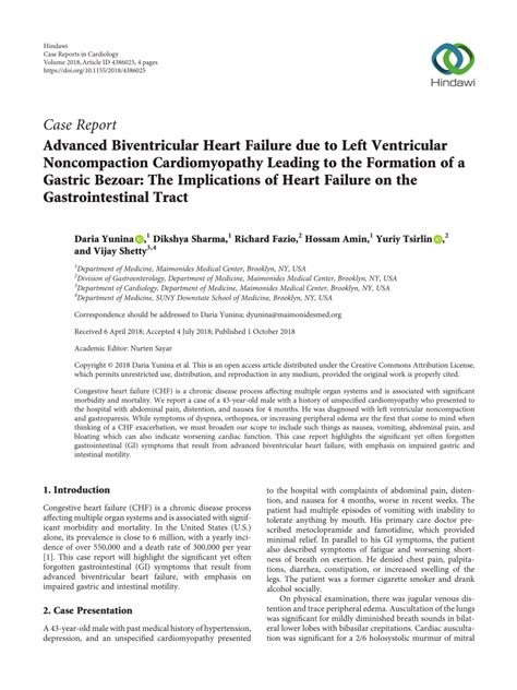 Pdf Advanced Biventricular Heart Failure Due To Left Ventricular Noncompaction Cardiomyopathy