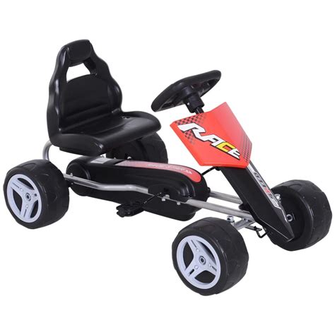 HOMCOM Coche De Pedales Go Kart Con Asiento Ajustable Carga 30kg Go