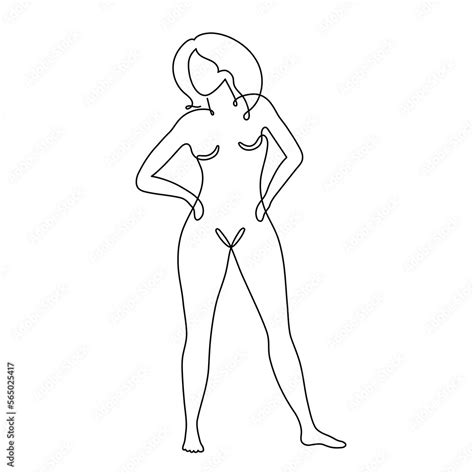 Naked Woman One Line Art Hand Drawn Lady Figure Continuous Contour