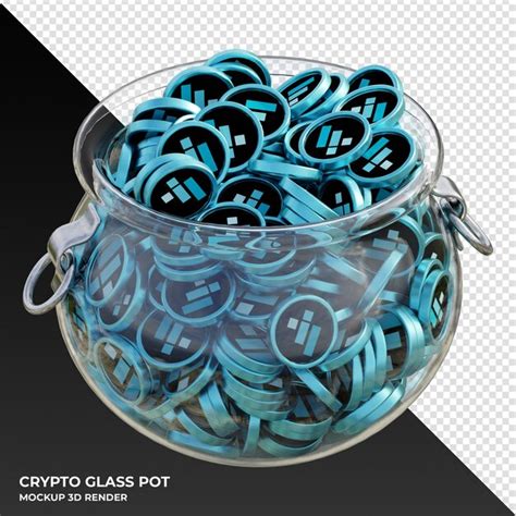 Premium PSD Ftx Token Ftt Crypto Coin Clear Glass Pot