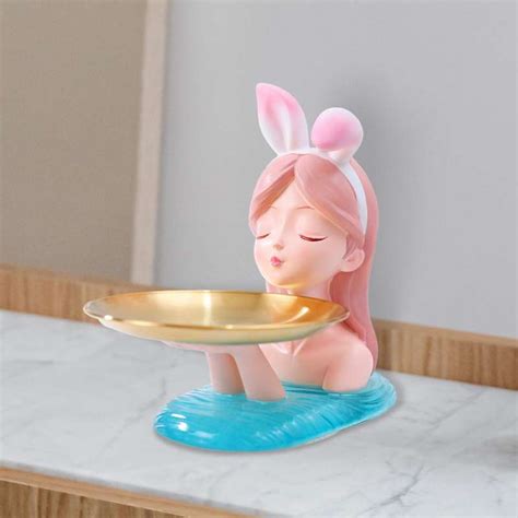 Jual Nordic Girl Figurine Storage Tray Statue Sculpture For Decoration